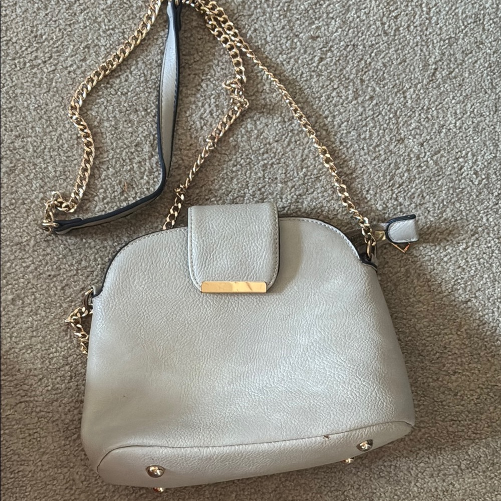 Elegant beige Leather Shoulder Bag
